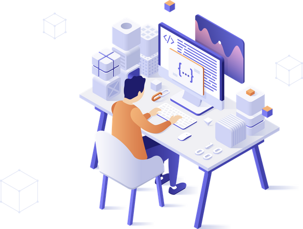 Blockchain and cryptocurrency mining software development  Illustration