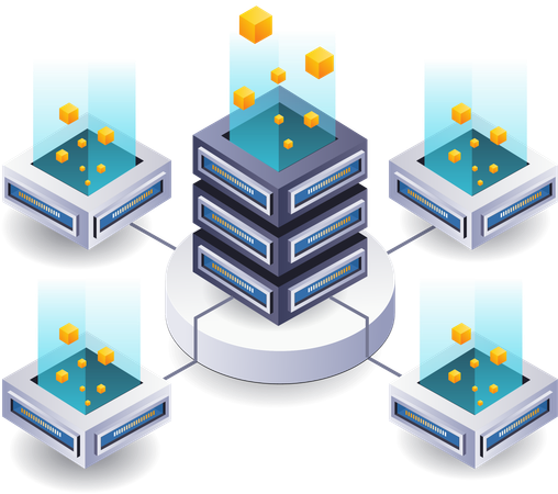 Blockchain business server network  Illustration