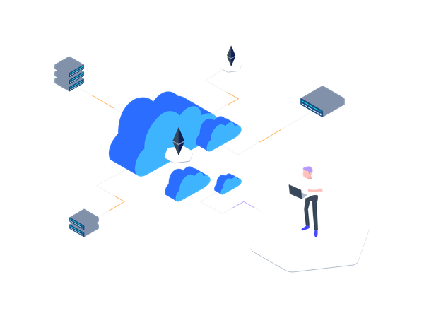 Blockchain Cloud Computing  Illustration