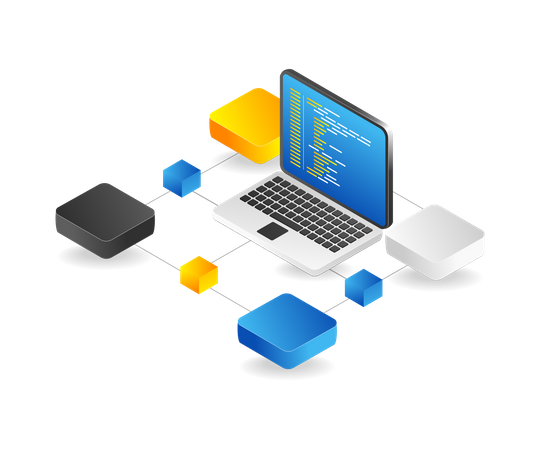 Blockchain computer network  Illustration