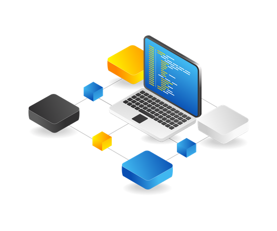 Blockchain computer network  Illustration
