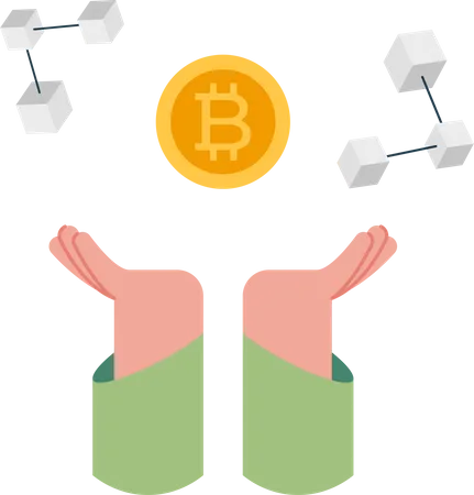 Bitcoin de criptomoeda de blockchain  Ilustração