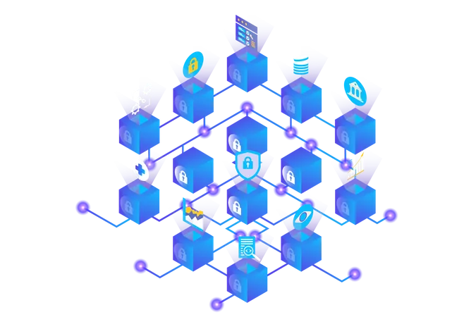 Criptomoneda blockchain  Ilustración