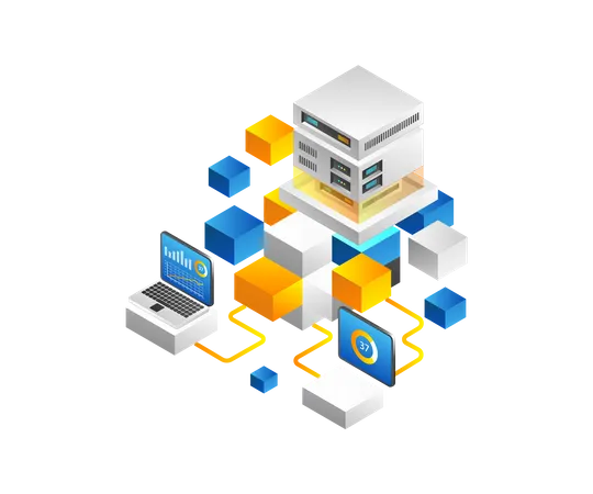 Blockchain de servidor de alta tecnologia  Ilustração