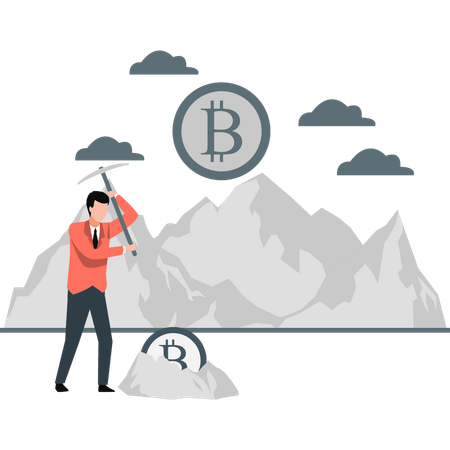 Explorateur de blockchain à la recherche de bitcoins  Illustration