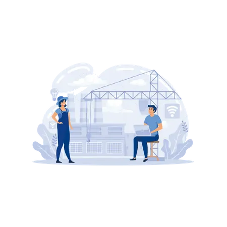 Blockchain in manufacturing  Illustration
