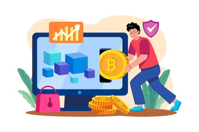 Blockchain Investment Illustration Concept On White Background Illustration
