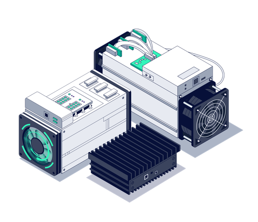 Blockchain Mining farm  Illustration