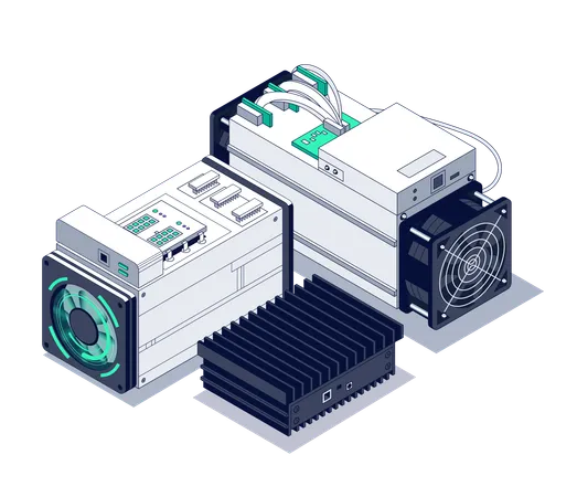 Blockchain Mining farm  Illustration