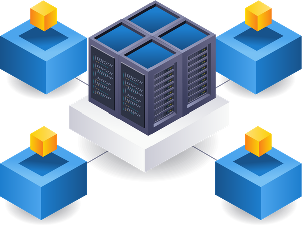 Blockchain network Cloud server technolog  Illustration
