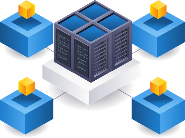 Blockchain network Cloud server technolog  Illustration