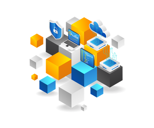 Blockchain network security analysis Illustration