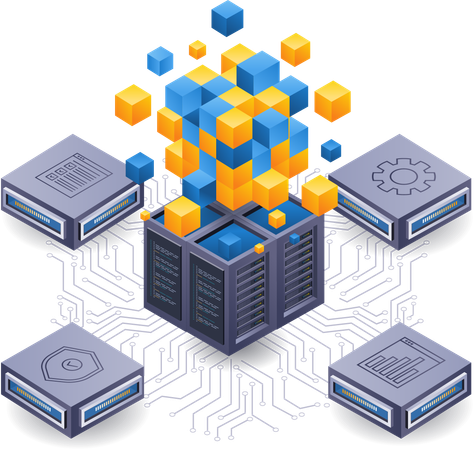 Blockchain network server technology  Illustration