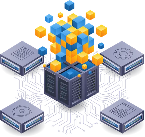Blockchain network server technology  Illustration