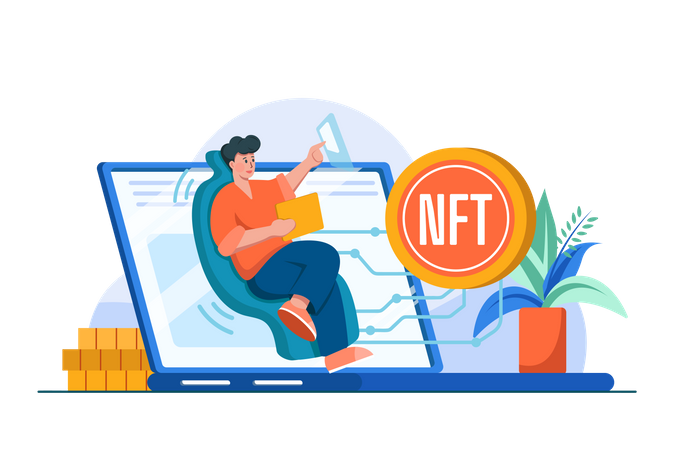 Blockchain NFT  Illustration