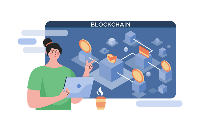 Transaction sur plateforme blockchain  Illustration