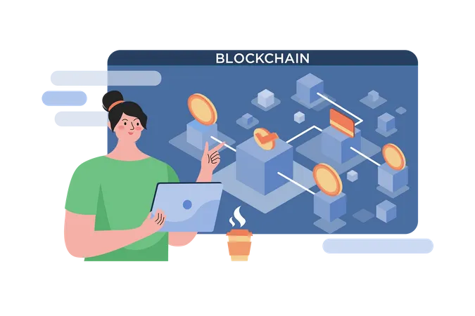 Transaction sur plateforme blockchain  Illustration