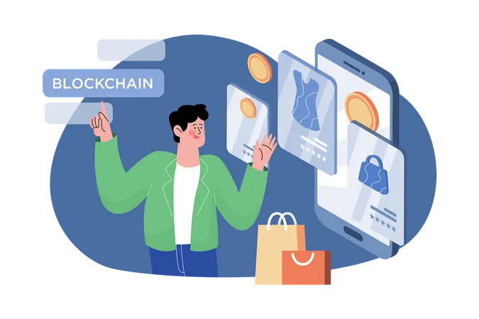 Blockchain Platform For eCommerce  Illustration