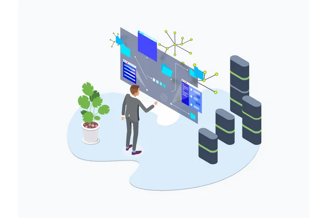 Blockchain Platform of data gathering using ar technology Illustration