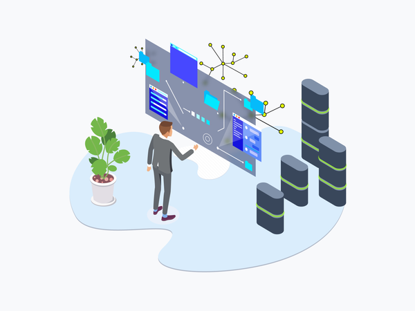 Blockchain Platform of data gathering using ar technology  Illustration