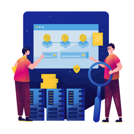 Blockchain server analysis  Illustration