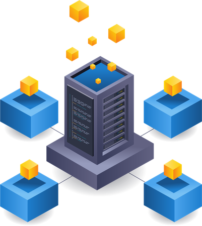Blockchain server network management  Illustration