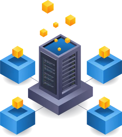 Blockchain server network management  Illustration