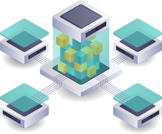 Blockchain-Server-Netzwerktechnologie  Illustration