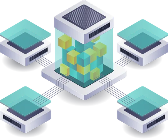 Blockchain-Server-Netzwerktechnologie  Illustration