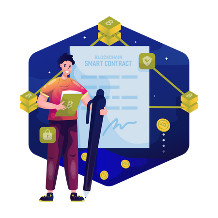 Blockchain smart contract  Illustration