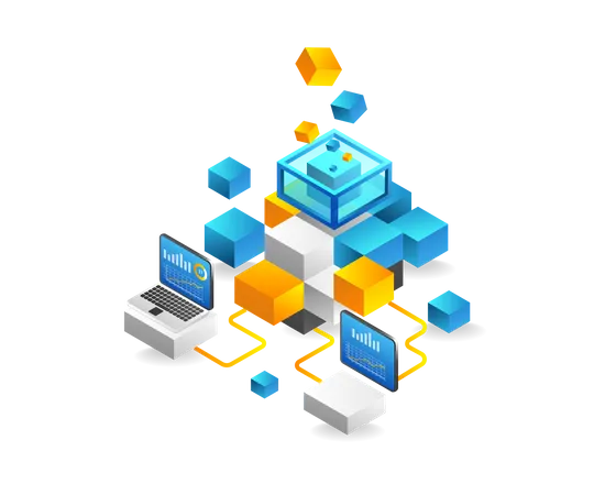 Blockchain technology analytics  Illustration