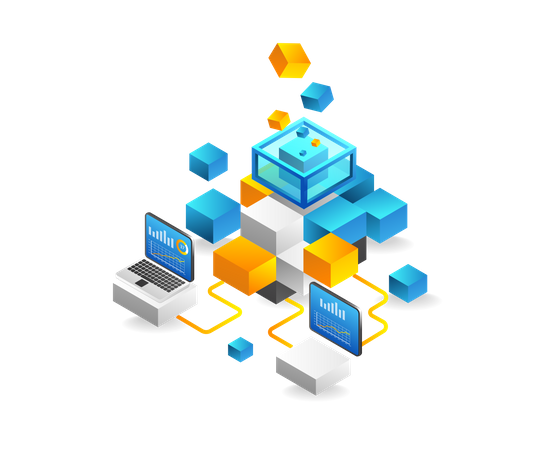 Blockchain technology analytics  Illustration