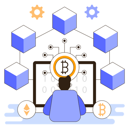 Blockchain Technology Illustration - Free Download Business Illustrations |  IconScout