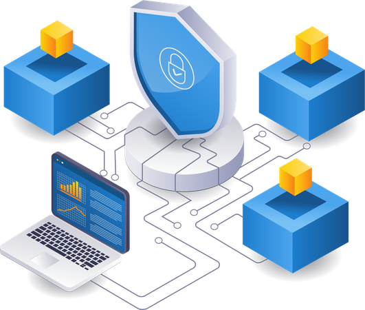 Blockchain technology security management analyst  Illustration