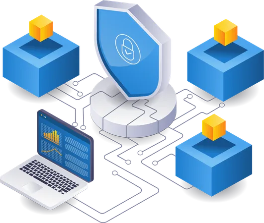 Blockchain technology security management analyst  Illustration