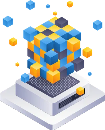 Blockchain technology with artificial intelligence  Illustration