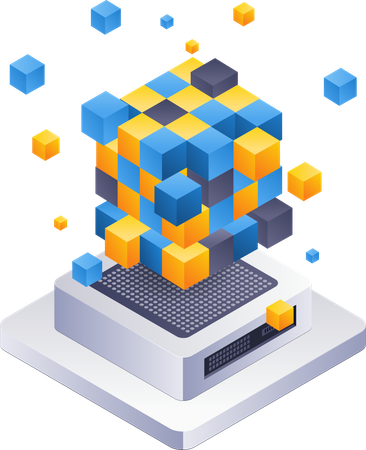 Blockchain technology with artificial intelligence  Illustration
