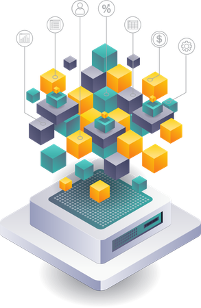 Rede de Tecnologia Blockchain em Sistemas Empresariais  Ilustração