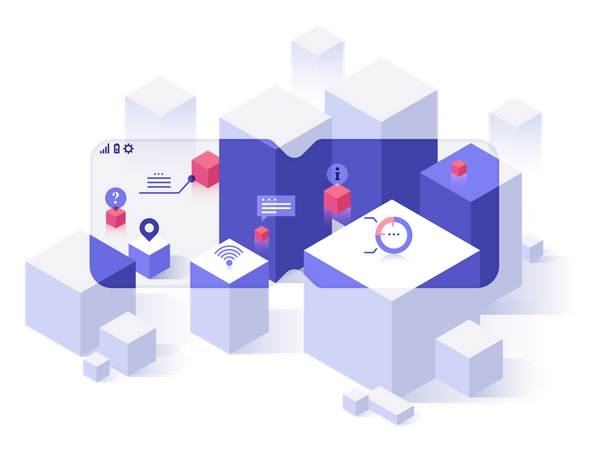 Blocks or cubes seen with VR software  Illustration