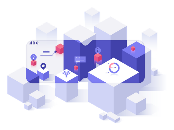 Blocks or cubes seen with VR software  Illustration