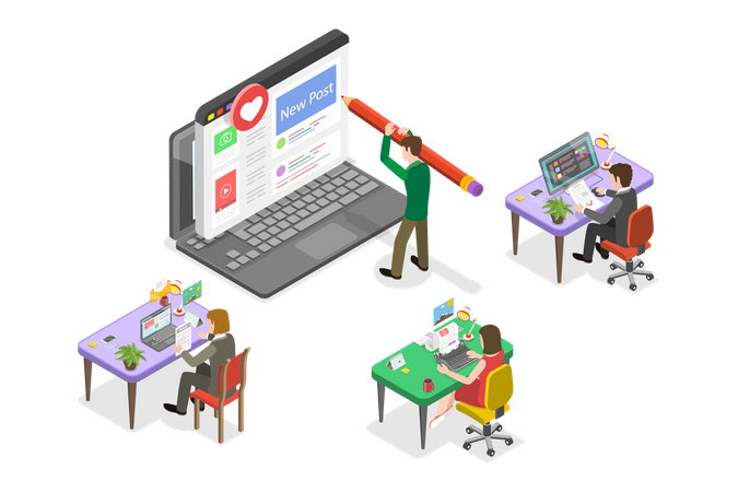 Blog Content Creating  Illustration