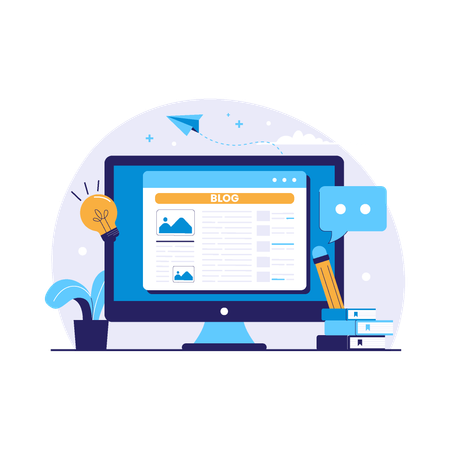 Blog Page on Computer Screen  Illustration