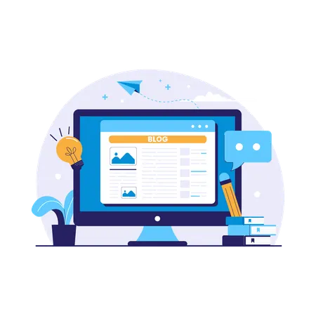 Blog Page on Computer Screen  Illustration