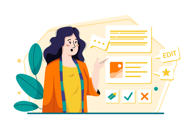 Blogger creando contenido  Ilustración