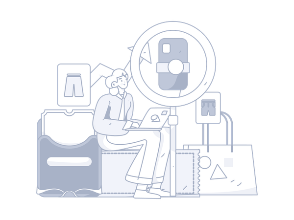 Blogger creando vídeo  Illustration