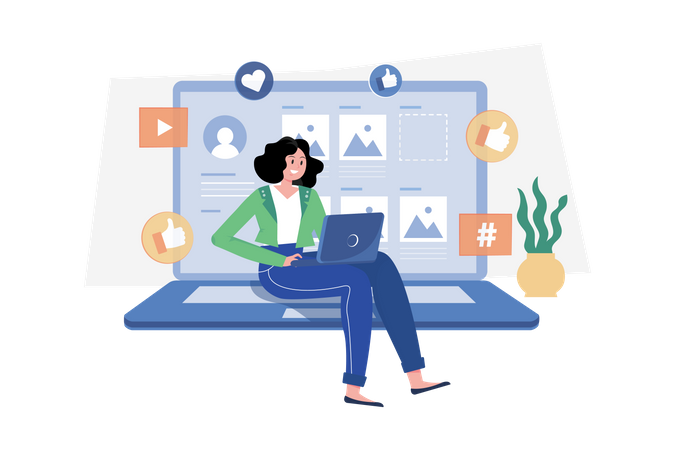 Blogger doing content management  Illustration