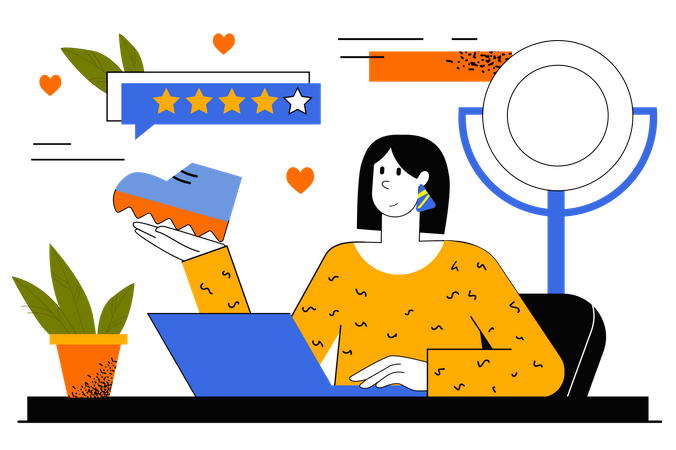 Blogger Doing Product Review  Illustration