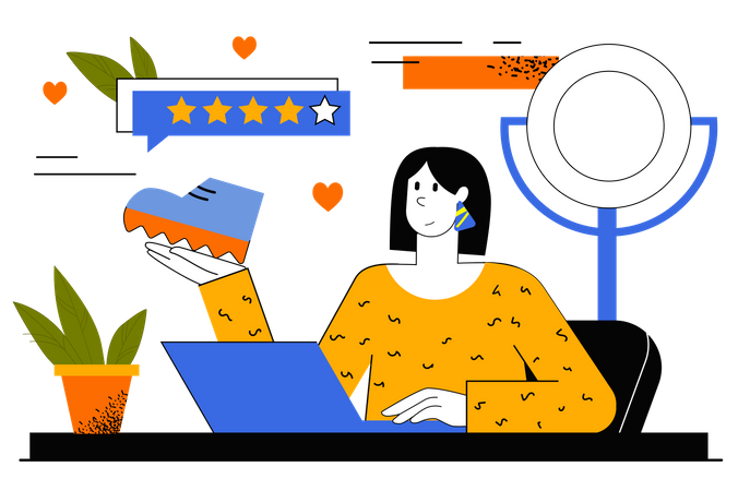 Blogger macht Produktrezensionen  Illustration
