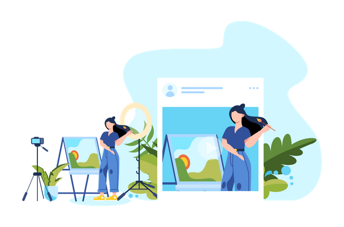 Blogger maquillandose  Ilustración