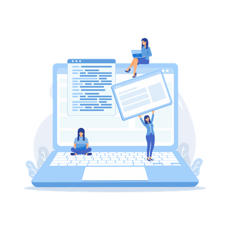 Blogger partage des informations sur un blog  Illustration